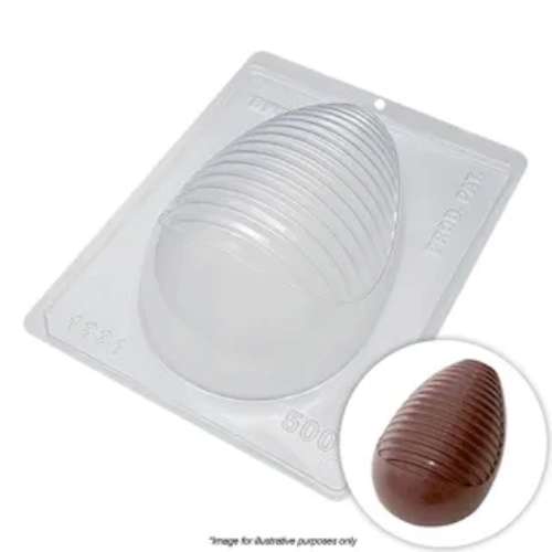 Large Creased Egg Chocolate Mould - 3 pc - Click Image to Close